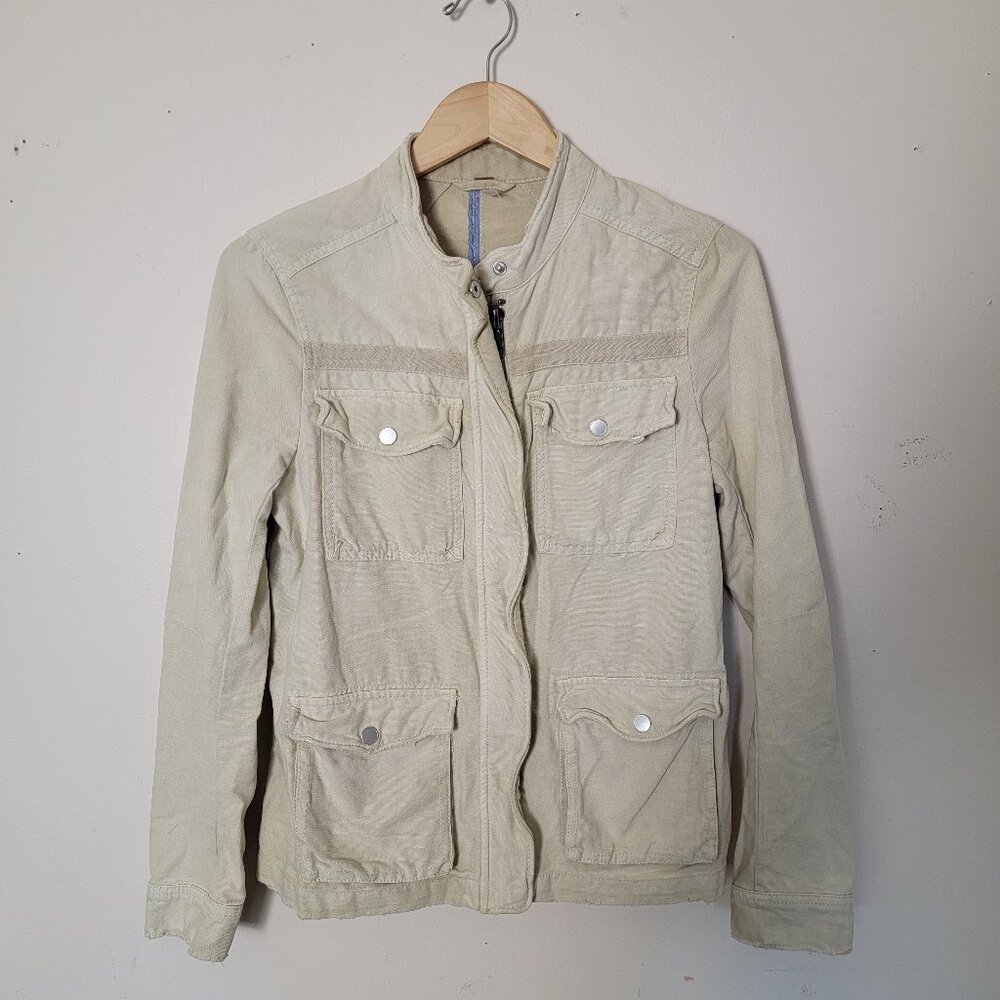 Free People Tan Bomber Military Jacket Size Small